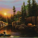 Gallery Wrapped Canvas LED Art Sunset Loons Evening Solitude Kevin Daniel