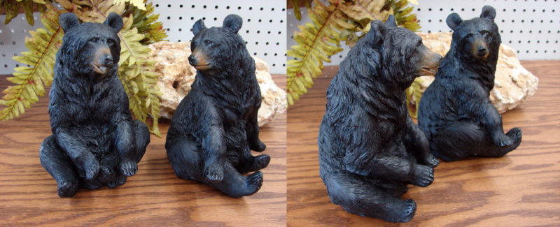 Set/2 Realistic Black Bear Sitting Figurines Log Cabin Decor, Moose-R-Us.Com Log Cabin Decor