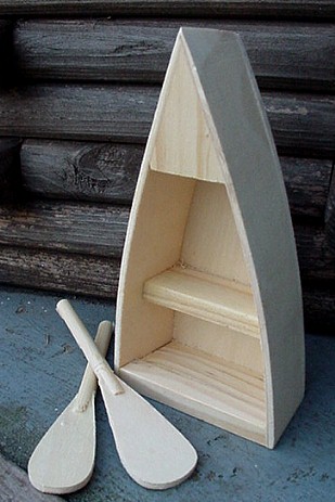 5 Wood Small Boat Shelf Unfinished Cabin Decor Craft -  Log  Cabin Decor