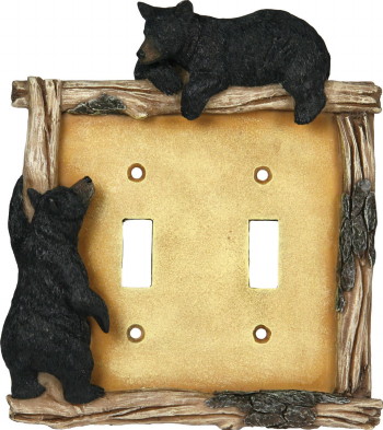 Bear Cub Electric Receptacle Cover Plates, Moose-R-Us.Com Log Cabin Decor