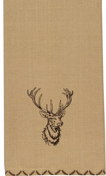 Park Designs Elk Stag Buck Cotton Embroidered Dishtowel, Moose-R-Us.Com Log Cabin Decor