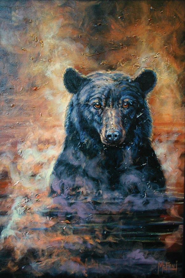 McFaul Print Bear Dip Black Bear Lodge Artwork, Moose-R-Us.Com Log Cabin Decor