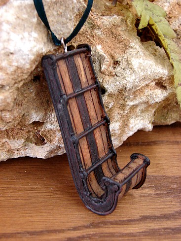 Miniature Toboggan Ornament Detailed Resin, Moose-R-Us.Com Log Cabin Decor