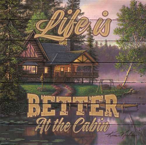 Reclaimed Pallet Artwork Life Better at Cabin Norlien, Moose-R-Us.Com Log Cabin Decor