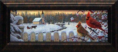 Lodge Theme Framed Artwork White Crimson Morning Norlien, Moose-R-Us.Com Log Cabin Decor