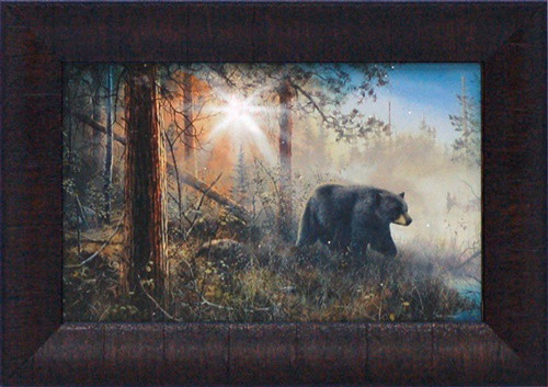 Jim Hansel Shadow in the Mist Log Home Bear Framed Matted Artwork, Moose-R-Us.Com Log Cabin Decor