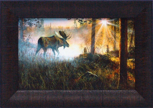 Jim Hansel Walk in the Mist Log Home Moose Framed Matted Artwork, Moose-R-Us.Com Log Cabin Decor