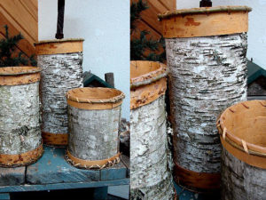 Authentic Native American Indian Birch Bark Trash Can Oversized Waste Hamper Basket