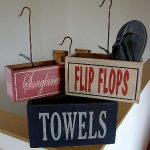 Primitive Wooden Beach Wall Box Towels Flip Flops Sunglasses Set/3