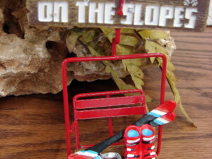 Detailed Ski Lift Life Better Slopes Downhill Tin Ski Lodge Theme Ornament