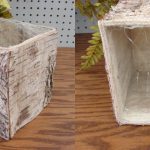 Real Birch Bark Square Flower Pot Lined Rustic Wedding Table