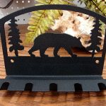 Rustic Black Iron Moose Bear Toothbrush Toothpaste Holder