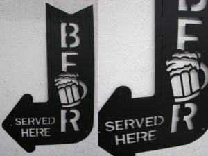 Large Black Iron Wall Arrow Bar Pub Sign Beer Served Here