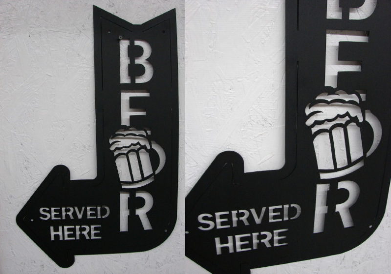 Large Black Iron Wall Arrow Bar Pub Sign Beer Served Here, Moose-R-Us.Com Log Cabin Decor