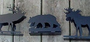 Rustic Black Iron Napkin Holder Bear Elk Moose
