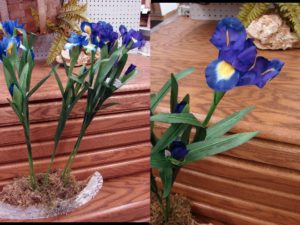 Silk Flower Pick Purple Blue Iris Stem Very Realistic Set/3