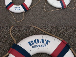 Boat Rental Life Ring Beach Themed Wall Hanging Red White Blue