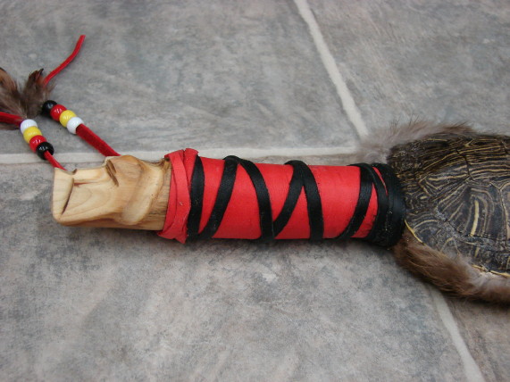 Authentic Native American Indian Turtle Shell Dance Rattle Child Lady Size, Moose-R-Us.Com Log Cabin Decor