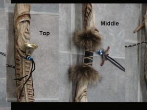 Authentic Native American Indian Wood Carved Dance Shaft Totem Bear Eagle Clan
