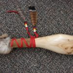 Authentic Native American Indian Cedar Knot Pow Wow Dance Shield and Shaft Set - Image 4