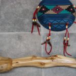 Authentic Native American Indian Cedar Dance Shaft and Southwest Patterned Shield - Image 3
