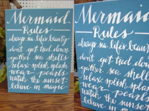 Primitive Wood Block Box Sign Mermaid Rules
