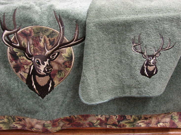 Camouflage Deer Hunting Buck Bathroom Towels 100% Cotton, Moose-R-Us.Com Log Cabin Decor