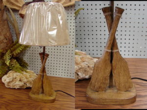 Lake Cabin Paddle Oar Table Lamp Burlap Shade