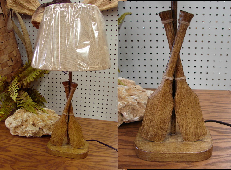 or choose the plain parchment shade Rustic Cabin/Lodge Style Lamp.The Redfish Lake Table Lamp w/Hand Carved Oars andFish in the Water Parchment Shade .