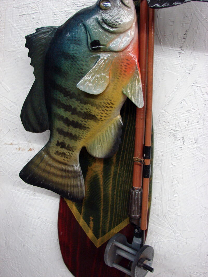 Casey Edwards Hand Carved Wood Sunfish Panfish Canoe Paddle Fishing Pole, Moose-R-Us.Com Antiques Collectibles Log Cabin Decor