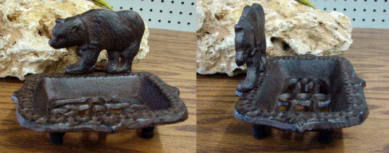 Cast Iron Lodge Bathroom Bear Soap Dish, Moose-R-Us.Com Log Cabin Decor