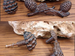 Resin Pine Cone Pine Bough Drawer Cabinet Handle Door Hardware, Moose-R-Us.Com Log Cabin Decor