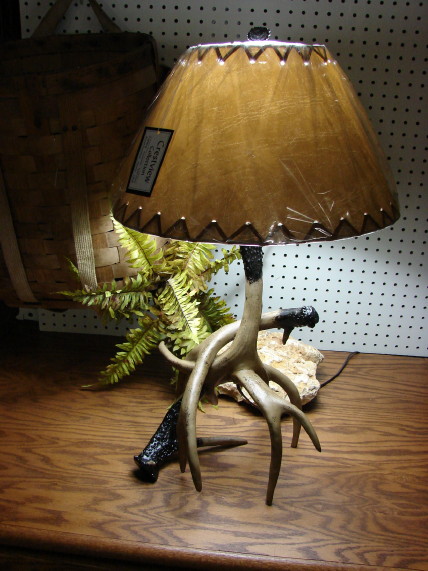 Pair of Resin Antler Table Lamp Rustic Log Cabin Decor Lighting, Moose-R-Us.Com Log Cabin Decor