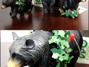 Set/3 Detailed Resin Christmas Black Bear Ornament with Scarf, Moose-R-Us.Com Log Cabin Decor
