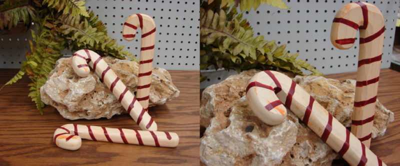 Chunky Wood Candy Cane Set of 3, Moose-R-Us.Com Log Cabin Decor