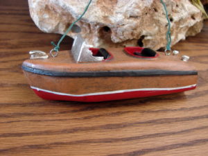 Detailed Classic Wood Boat Chris Craft Style Ornament