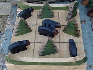 Country Pine Distressed Red or Green Canoe Shaped Shelves Peg Rack, Moose-R-Us.Com Log Cabin Decor