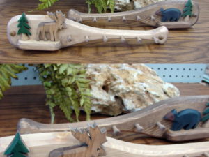 Country Pine Canoe Paddle Moose Bear Key Peg Rack