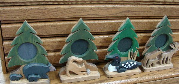 Country Pine Picture Frame Shelf Sitter, Moose-R-Us.Com Log Cabin Decor