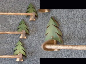 Chunky Wood Carved Pine Tree Forest Country Pine Towel Bar