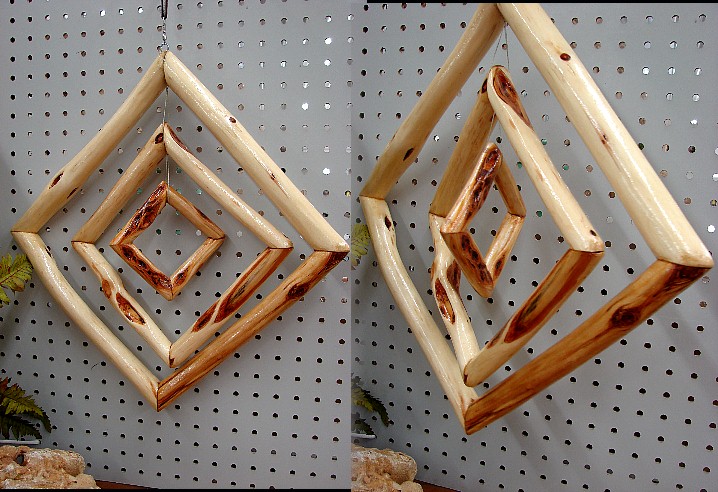 Hand Carved Diamond Willow Wind Spinner Whirligig Porch Decor, Moose-R-Us.Com Log Cabin Decor