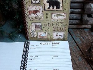 Donna Jensen Bears Canoe Chickadee Outdoors USA Cabin Wedding Guest Book
