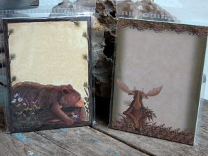 Donna Jensen Moose Bear Chickadee Loon Camping Sticky Note Pad USA