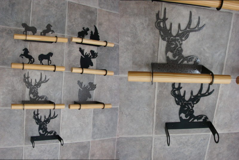 Laser Cut Heavy Duty Iron Hand Towel Bar Buck Horse Moose, Moose-R-Us.Com Log Cabin Decor