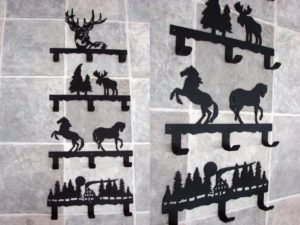Laser Cut Heavy Duty Iron Medium Hook Rack Cabin Horse Moose USA Made