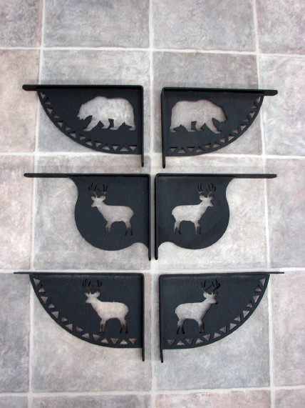 Laser Cut Heavy Duty Iron Shelf Garden Mailbox Bracket Deer USA Made, Moose-R-Us.Com Log Cabin Decor