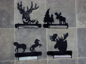Laser Cut Heavy Duty Iron Toilet Tissue Paper Holder Moose Deer Horse USA Made