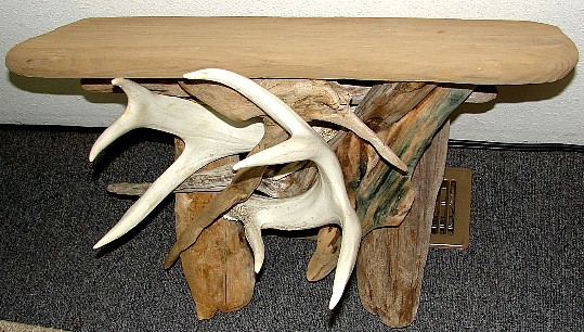 Rustic Driftwood Real Deer Antler Wall Shelf, Moose-R-Us.Com Log Cabin Decor