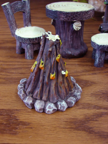 Fairy Garden Miniature Doll House Campfire, Moose-R-Us.Com Log Cabin Decor