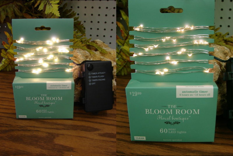 Miniature Fairy Lights 60 LED Wire Strand Battery Timer Submersible, Moose-R-Us.Com Log Cabin Decor